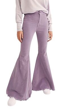 Free People Float On Rose Flare Cords Pants Womens Corduroy lavender Boho   27